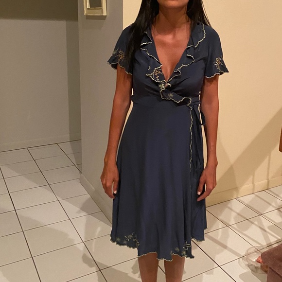 Betsey Johnson embroidered 100% silk dress - Picture 2 of 6